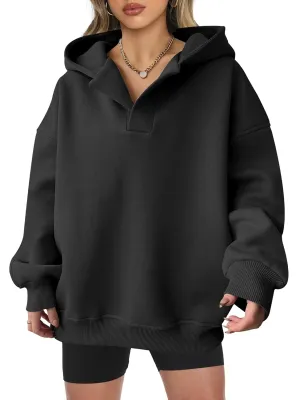 ANRABESS Womens Oversized Hoodies V Neck Sweatshirts Long Sleeve Pullover Casual Fall Teen Girls Preppy Clothes 2025 Trendy