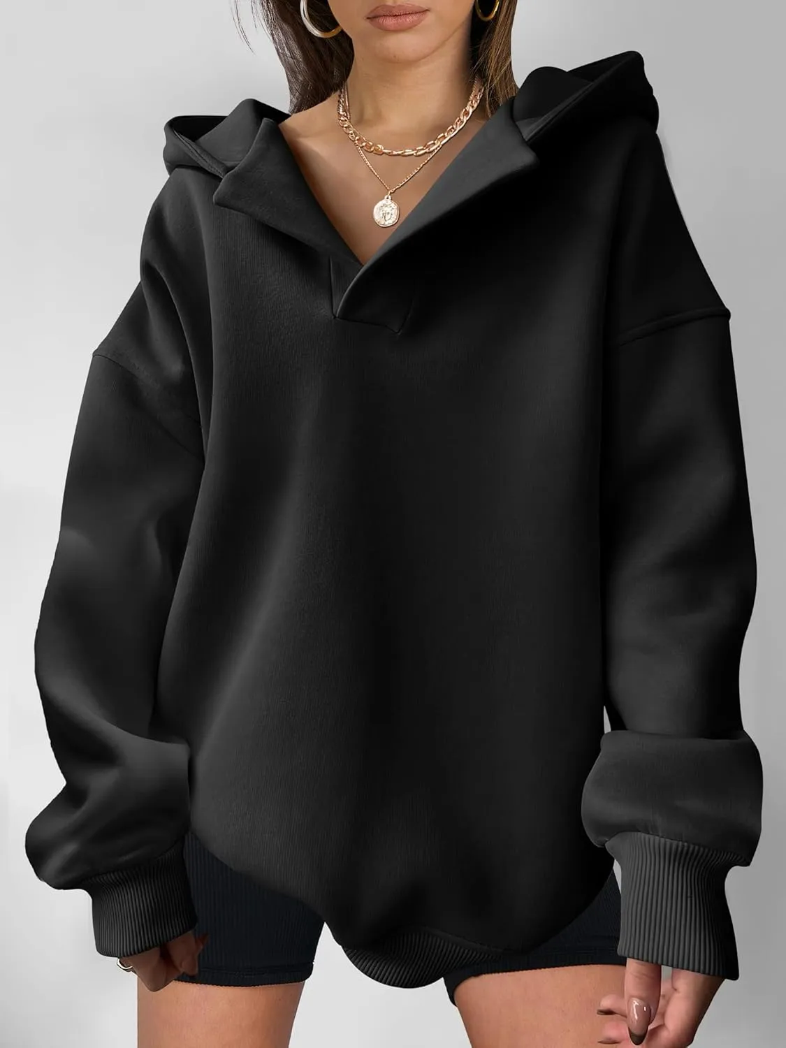 ANRABESS Womens Oversized Hoodies V Neck Sweatshirts Long Sleeve Pullover Casual Fall Teen Girls Preppy Clothes 2025 Trendy