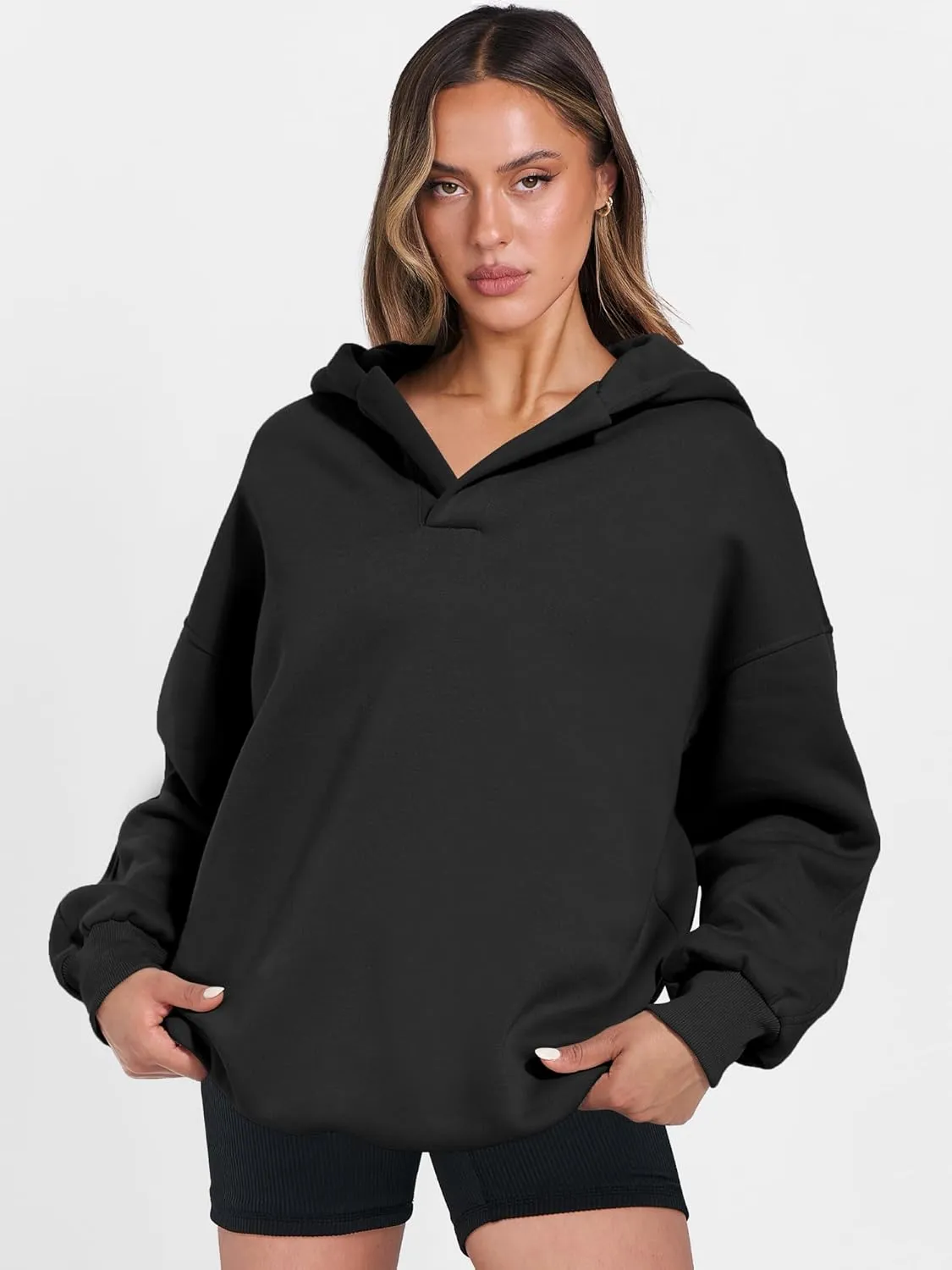 ANRABESS Womens Oversized Hoodies V Neck Sweatshirts Long Sleeve Pullover Casual Fall Teen Girls Preppy Clothes 2025 Trendy