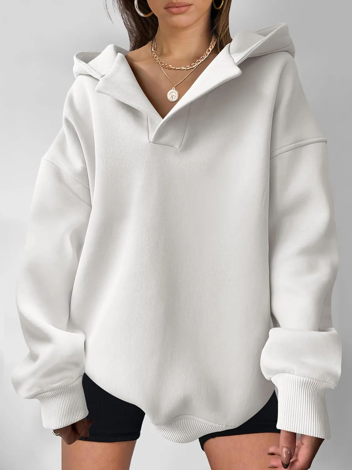 ANRABESS Womens Oversized Hoodies V Neck Sweatshirts Long Sleeve Pullover Casual Fall Teen Girls Preppy Clothes 2025 Trendy