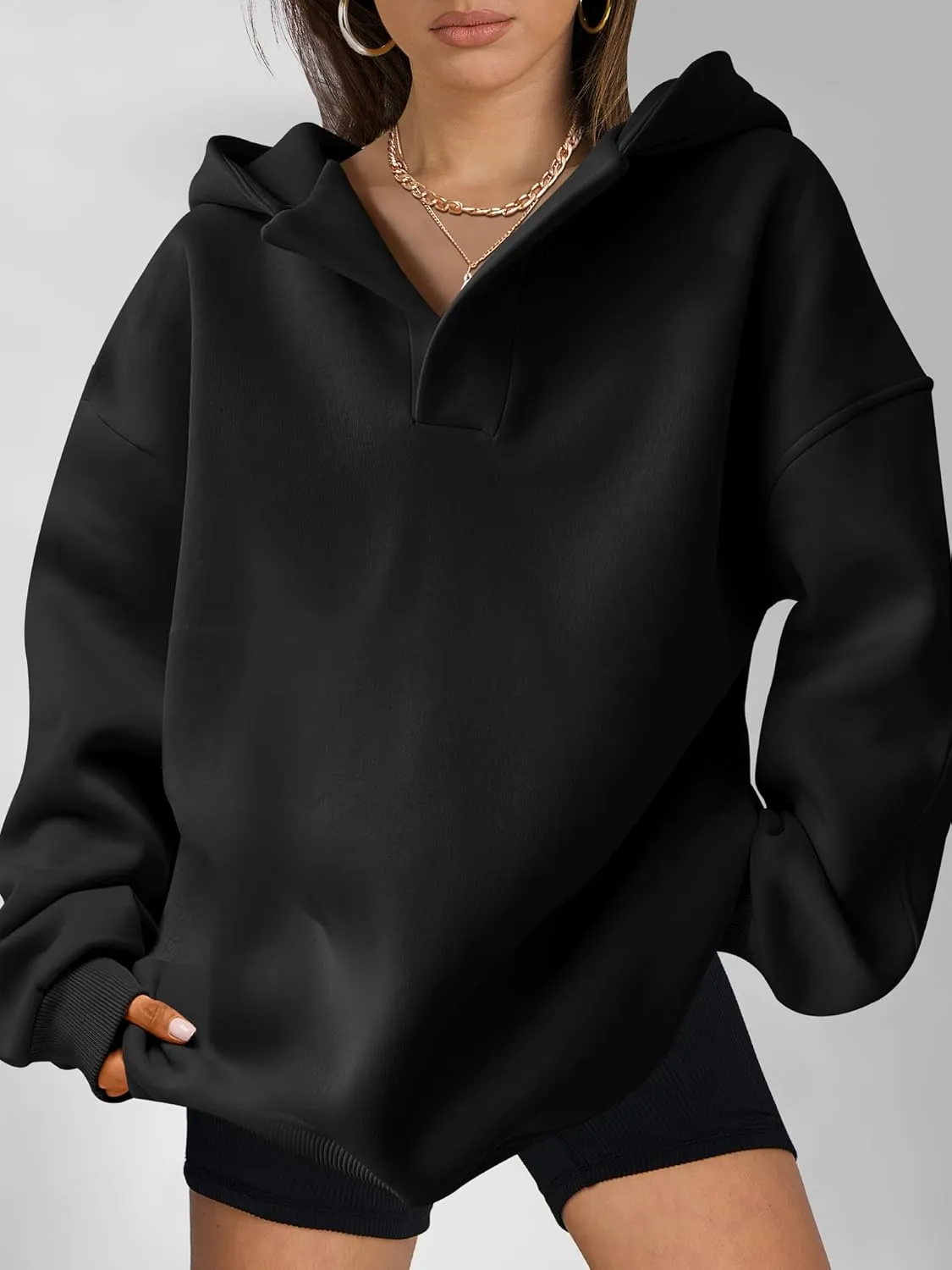 ANRABESS Womens Oversized Hoodies V Neck Sweatshirts Long Sleeve Pullover Casual Fall Teen Girls Preppy Clothes 2025 Trendy