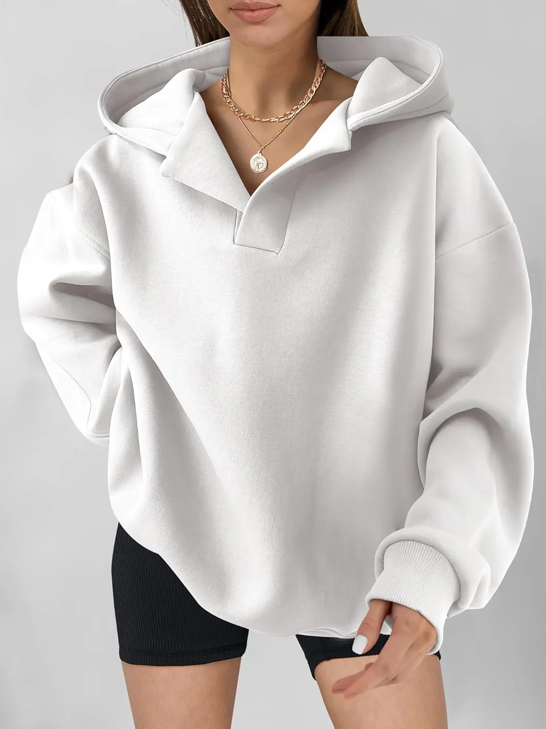 ANRABESS Womens Oversized Hoodies V Neck Sweatshirts Long Sleeve Pullover Casual Fall Teen Girls Preppy Clothes 2025 Trendy