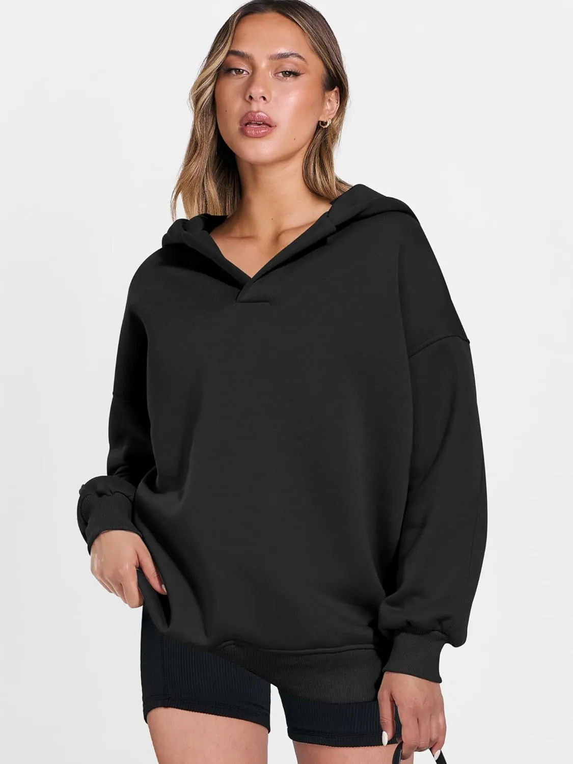 ANRABESS Womens Oversized Hoodies V Neck Sweatshirts Long Sleeve Pullover Casual Fall Teen Girls Preppy Clothes 2025 Trendy