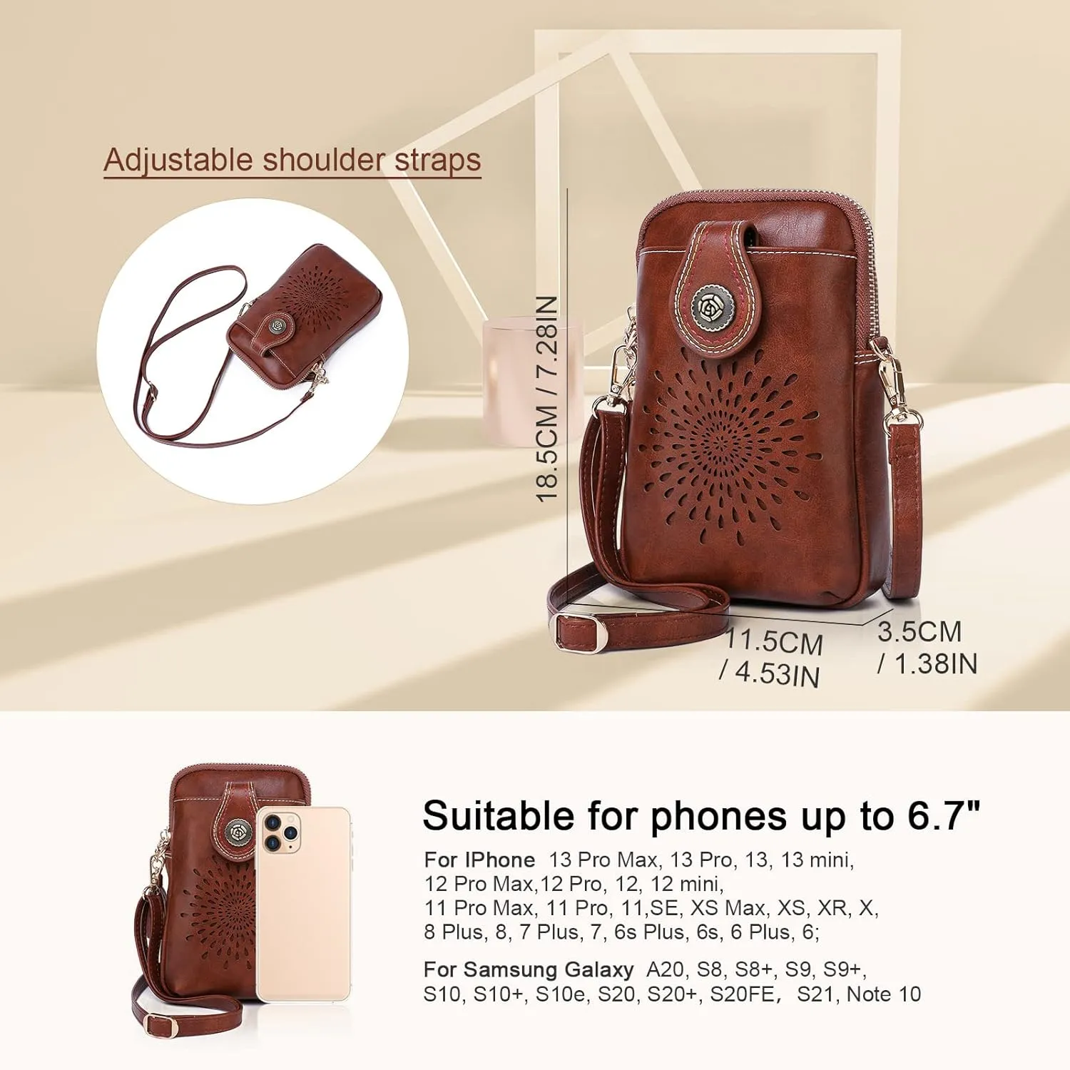 APHISON Small Crossbody Bags for Women, Lightweight Vegan Leather Cell Phone Purse, Cute Purses with Tassels