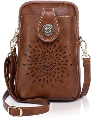 APHISON Small Crossbody Bags for Women, Lightweight Vegan Leather Cell Phone Purse, Cute Purses with Tassels