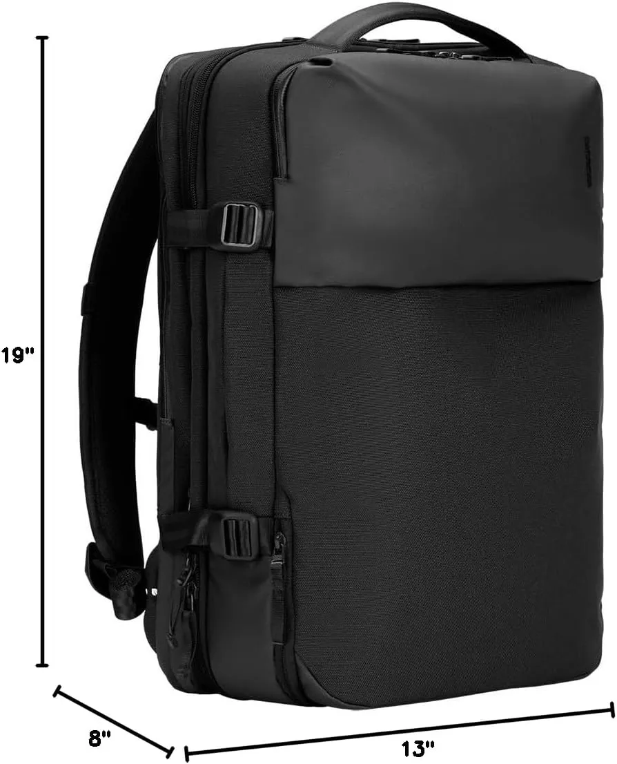 A.R.C. Travel Pack - ReSpun 100% Recycled Polyester, 38L Backpack, RFID-Blocking, Shoe Compartment, Expansion Zipper, Ergonomic Straps, Laptop Compartment for 16 PC/Mac, Travel Pass Through - Black