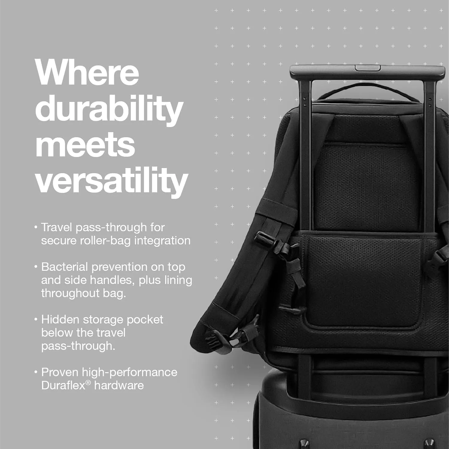 A.R.C. Travel Pack - ReSpun 100% Recycled Polyester, 38L Backpack, RFID-Blocking, Shoe Compartment, Expansion Zipper, Ergonomic Straps, Laptop Compartment for 16 PC/Mac, Travel Pass Through - Black
