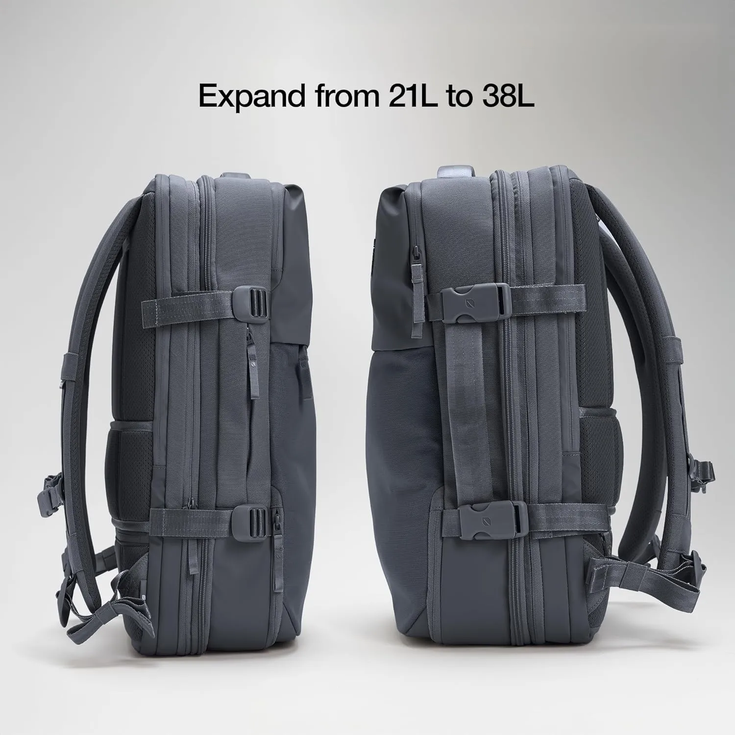 A.R.C. Travel Pack - ReSpun 100% Recycled Polyester, 38L Backpack, RFID-Blocking, Shoe Compartment, Expansion Zipper, Ergonomic Straps, Laptop Compartment for 16 PC/Mac, Travel Pass Through - Navy