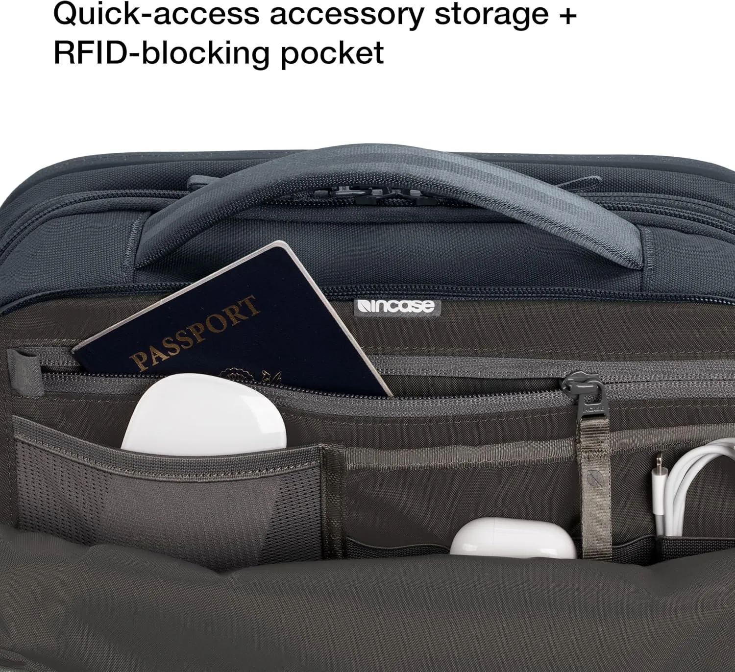 A.R.C. Travel Pack - ReSpun 100% Recycled Polyester, 38L Backpack, RFID-Blocking, Shoe Compartment, Expansion Zipper, Ergonomic Straps, Laptop Compartment for 16 PC/Mac, Travel Pass Through - Navy