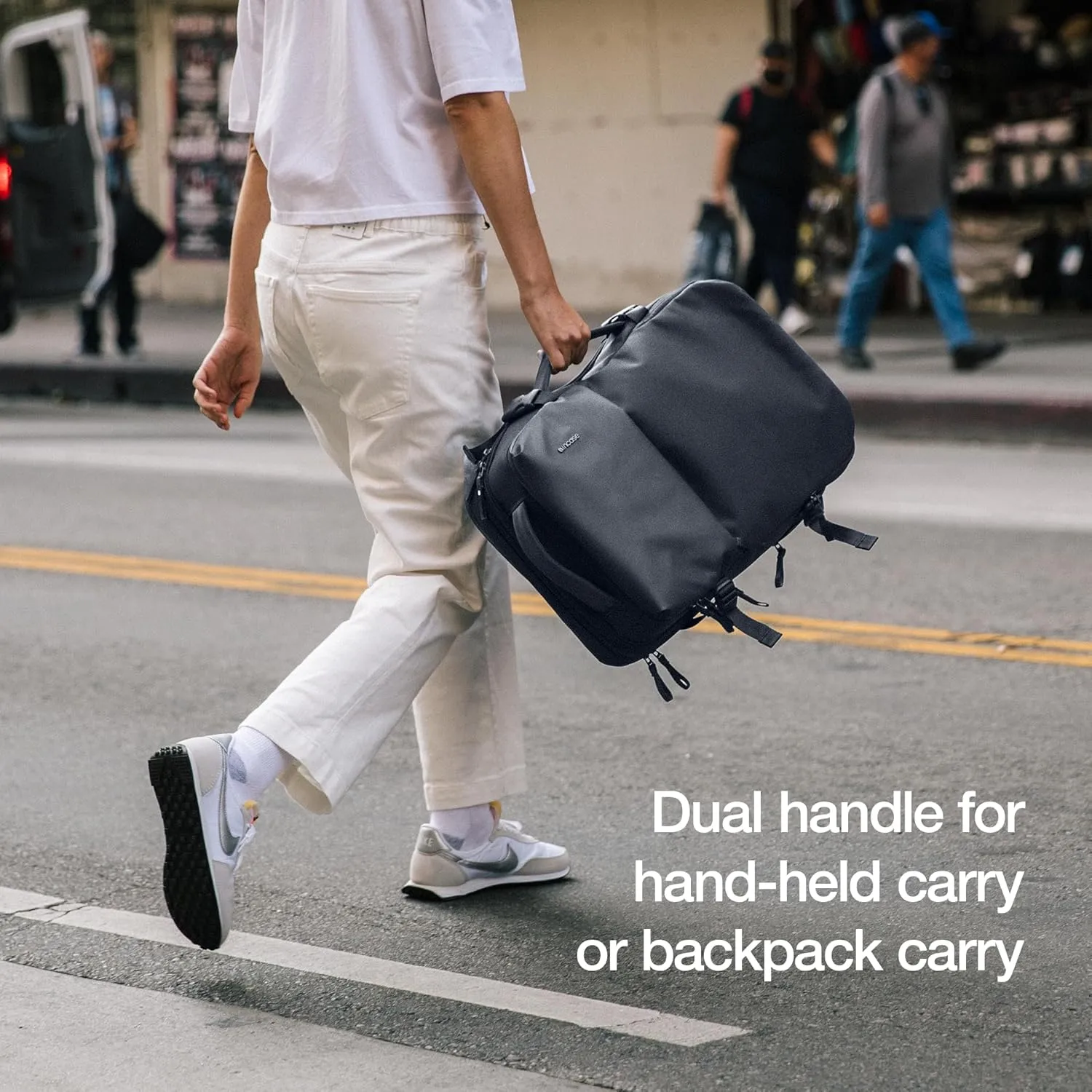 A.R.C. Travel Pack - ReSpun 100% Recycled Polyester, 38L Backpack, RFID-Blocking, Shoe Compartment, Expansion Zipper, Ergonomic Straps, Laptop Compartment for 16 PC/Mac, Travel Pass Through - Navy