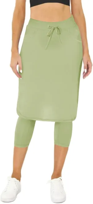 Aurgelmir Women's Tennis Golf Skirts Workout Skirted Leggings Yoga Capri Pants with Skirts Skorts Pockets