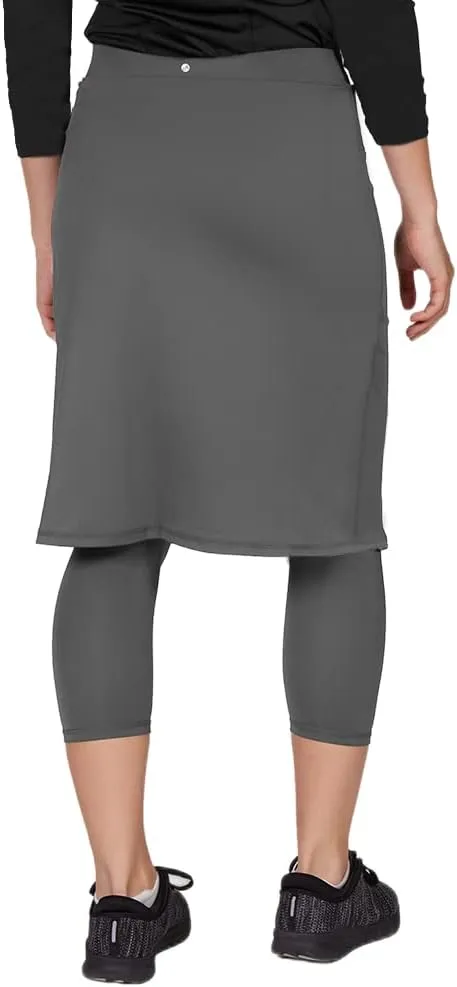 Aurgelmir Women's Tennis Golf Skirts Workout Skirted Leggings Yoga Capri Pants with Skirts Skorts Pockets
