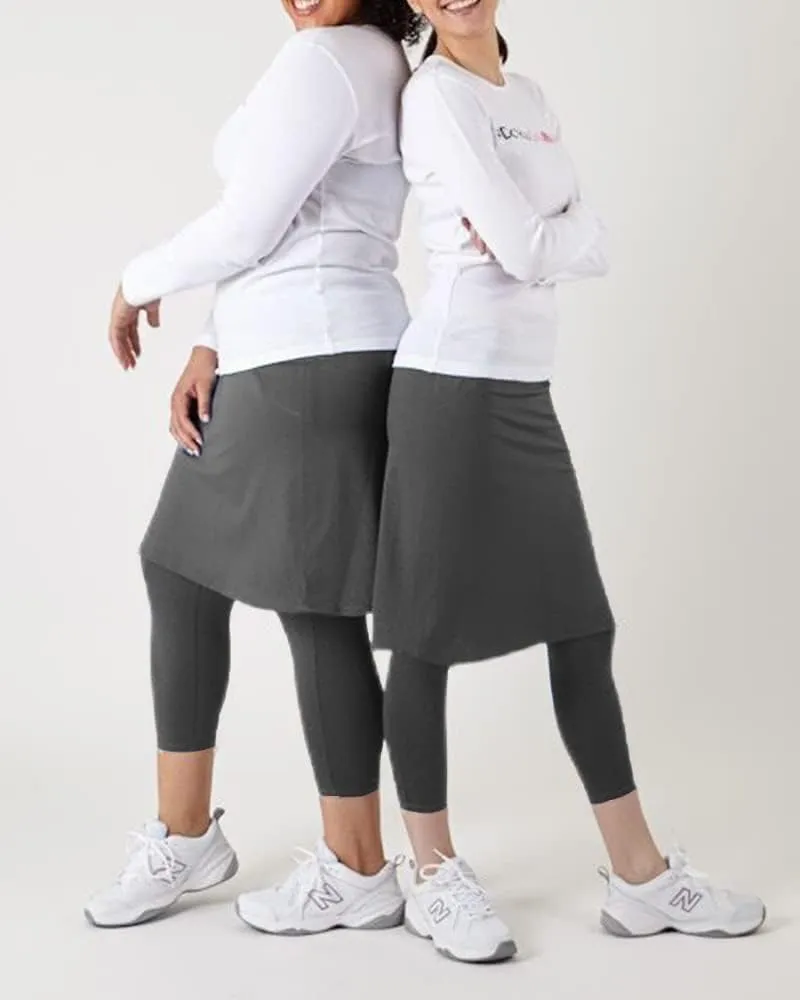 Aurgelmir Women's Tennis Golf Skirts Workout Skirted Leggings Yoga Capri Pants with Skirts Skorts Pockets