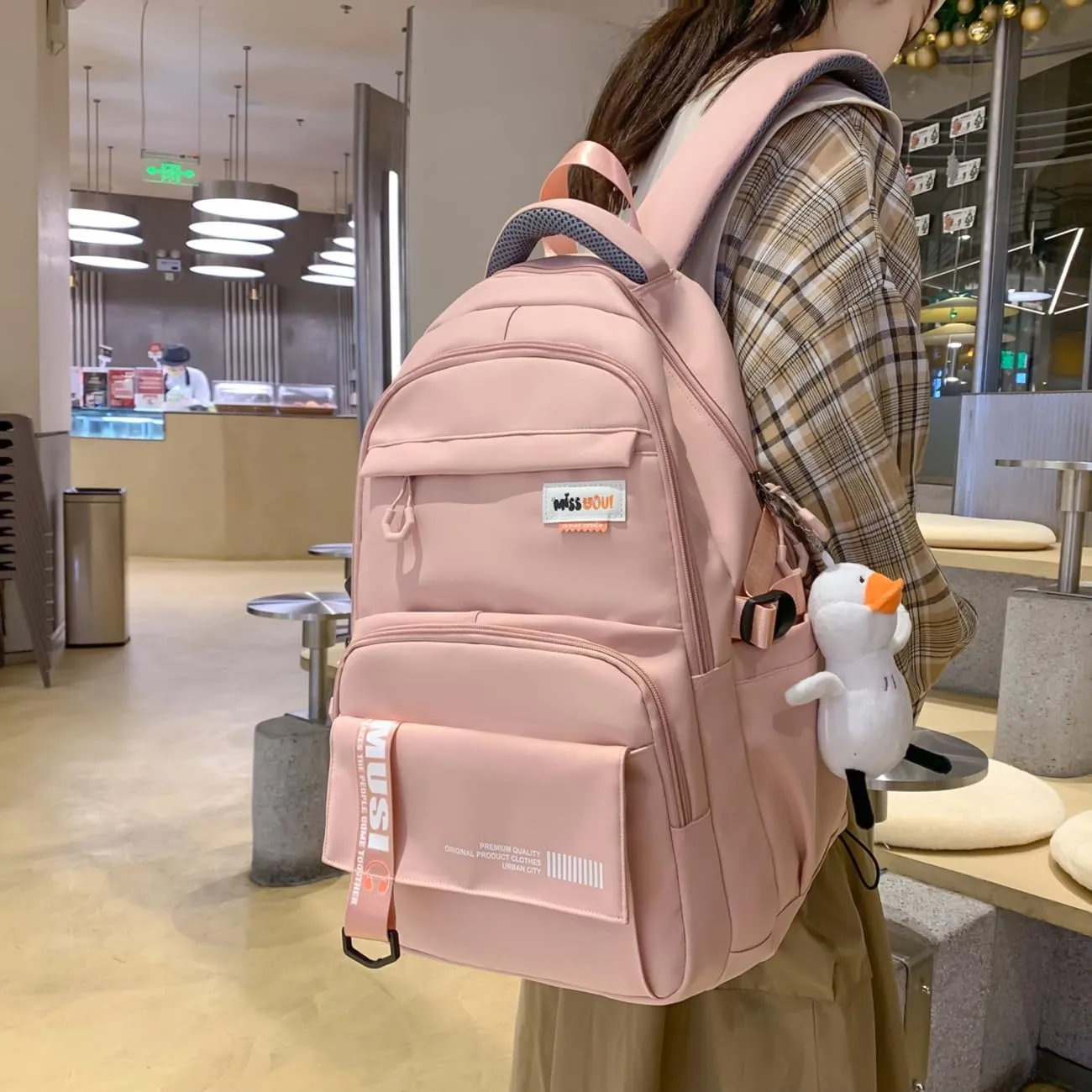 Backpack for Big Student,Cute Large BookBags for Teen Girls & College Students,Kawaii Women Daypack-Pink