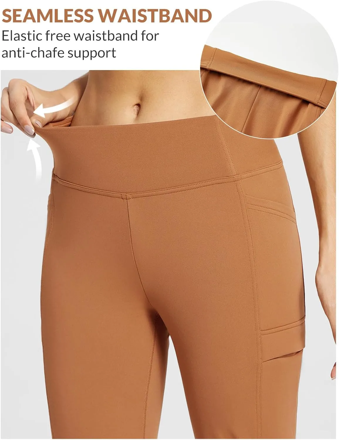 baleaf Women's Fleece Lined Pants Yoga Pants Warm Thermal Winter High Waisted Straight Leg Leggings with 6 Pockets