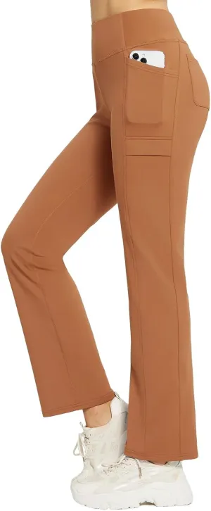 baleaf Women's Fleece Lined Pants Yoga Pants Warm Thermal Winter High Waisted Straight Leg Leggings with 6 Pockets