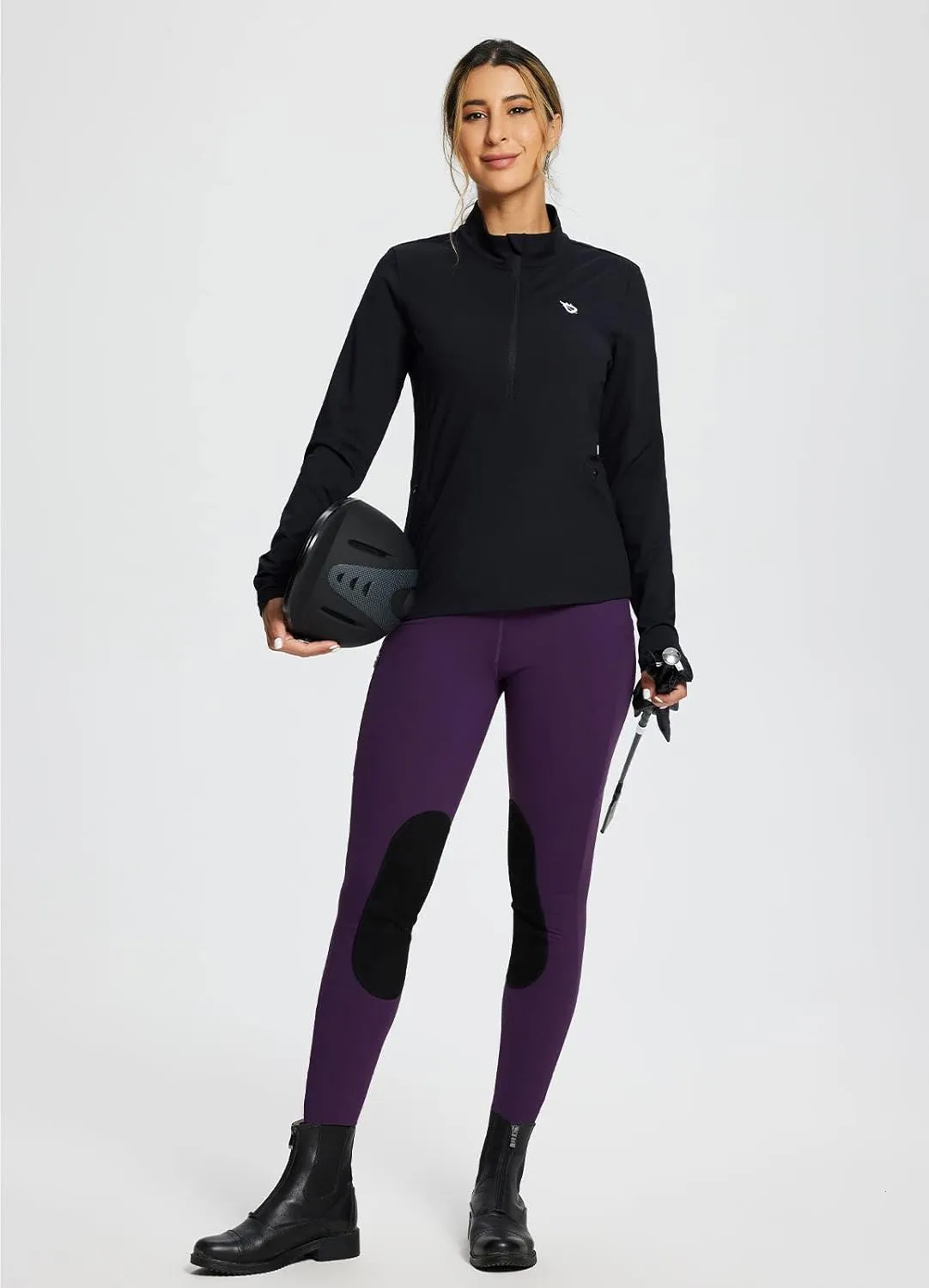 baleaf Women's Winter Riding Pants Horse Breeches Knee-Patch Fleece Horseback Equestrian Tights Pockets Leggings