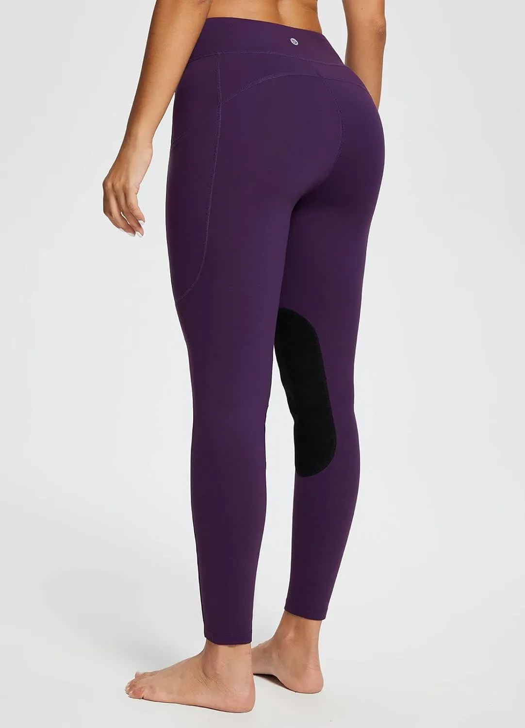 baleaf Women's Winter Riding Pants Horse Breeches Knee-Patch Fleece Horseback Equestrian Tights Pockets Leggings