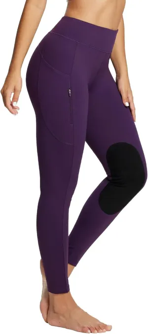 baleaf Women's Winter Riding Pants Horse Breeches Knee-Patch Fleece Horseback Equestrian Tights Pockets Leggings