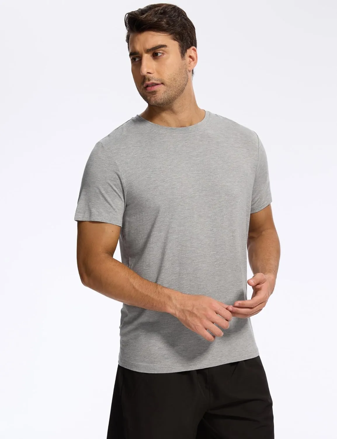 Bamboo-derived Viscose Men's Pajama Tops Summer Short Sleeve Basic Sleep Shirt