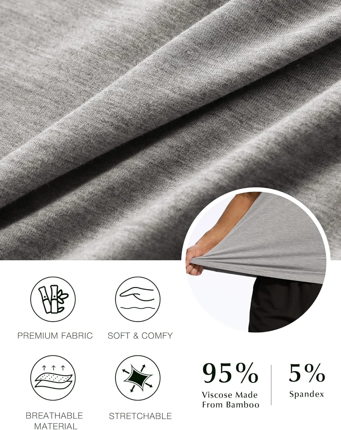 Bamboo-derived Viscose Men's Pajama Tops Summer Short Sleeve Basic Sleep Shirt