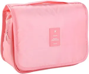 BEANGEL Travel Toiletry Bag, Hanging Cosmetic Organizer with Hook, Waterproof Makeup Storage, Pink