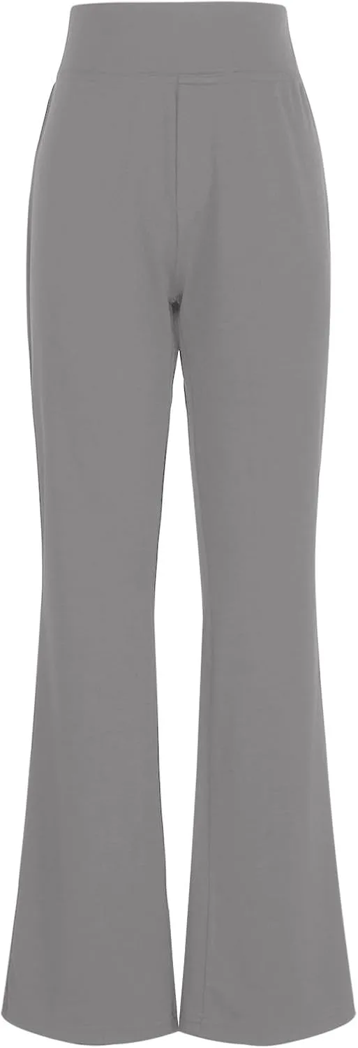 Bootcut Dress Pants for Women Solid High Waisted Straight Pant Regular Business Casual Work Trousers with Pockets