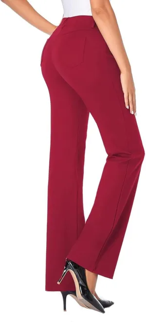 Bootcut Dress Pants for Women,High Waisted Straight Business Pant,Casual Work Trouser,Pull On Office Slacks with Pockets 2025