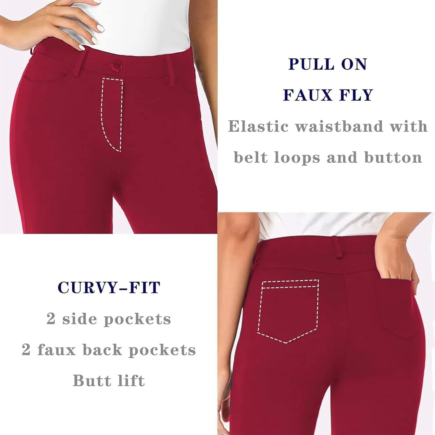 Bootcut Dress Pants for Women,High Waisted Straight Business Pant,Casual Work Trouser,Pull On Office Slacks with Pockets 2025