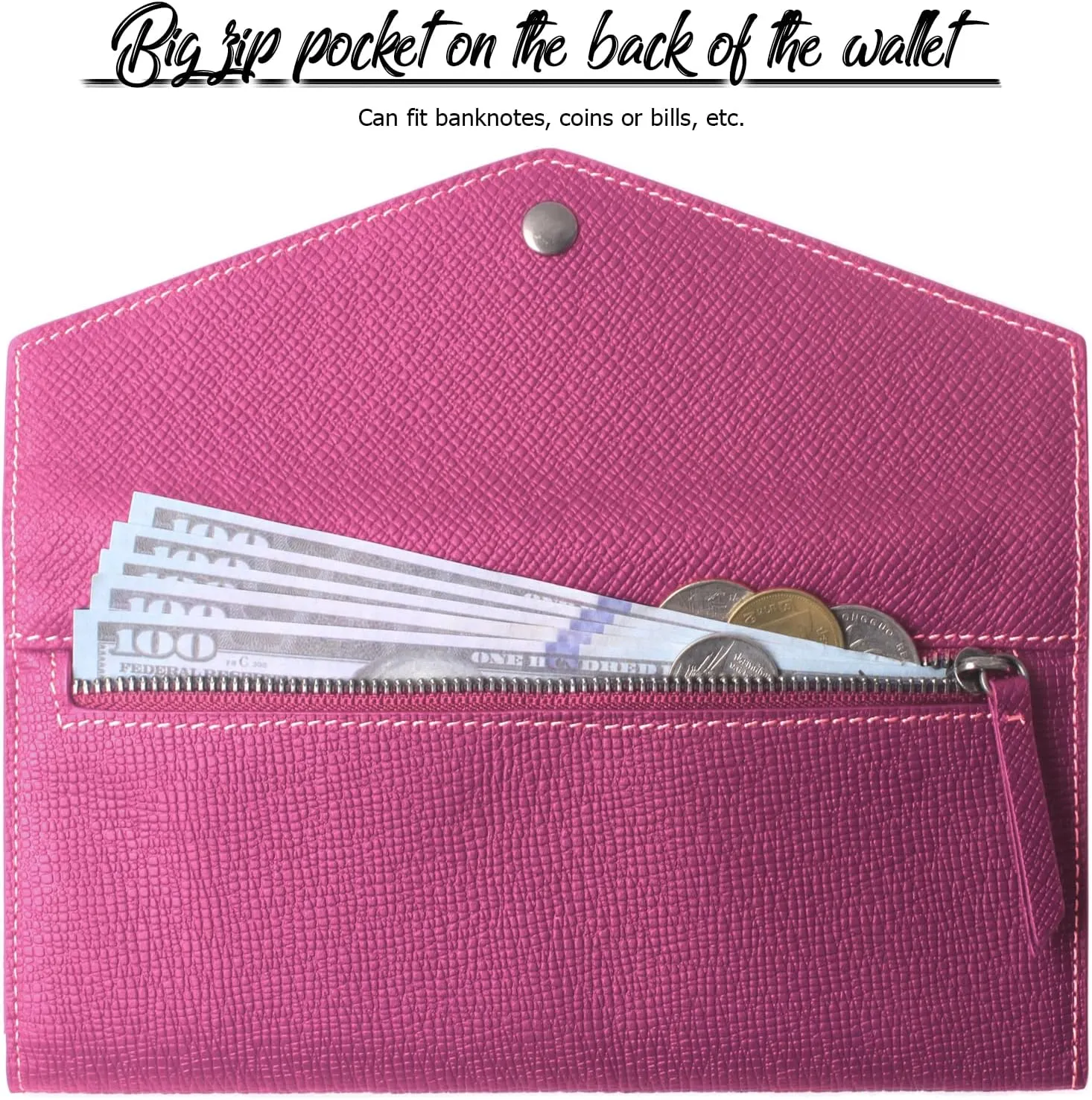 Borgasets Wallet for Women Bifold Leather Ladies Phone Cluth Travel Long Zipper Purse with Large Capacity and Thin