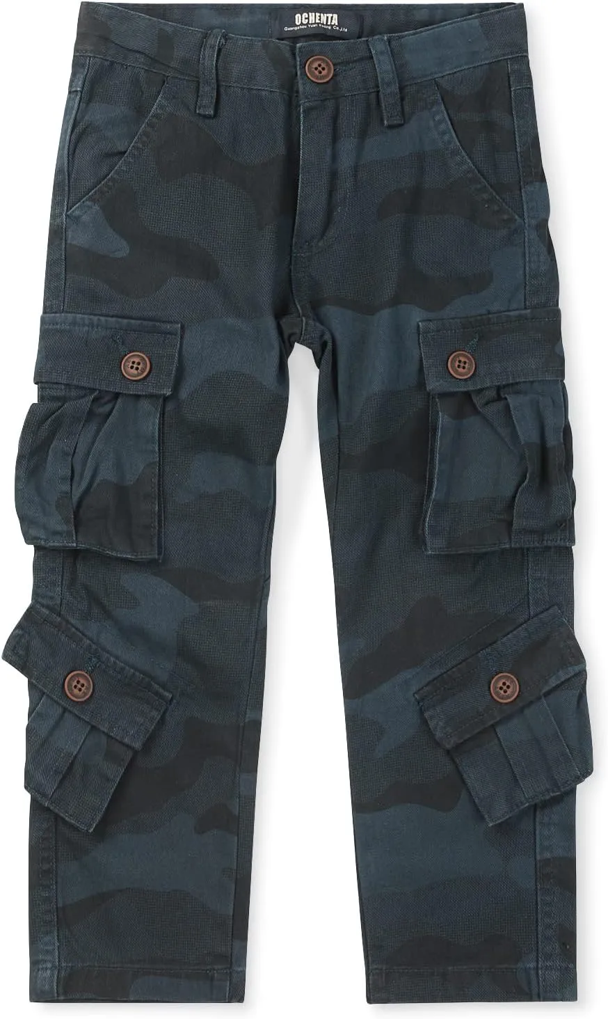 Boys' Camo Military Cargo Pants, 8 Pockets Casual Outdoor Scout Hiking Trousers