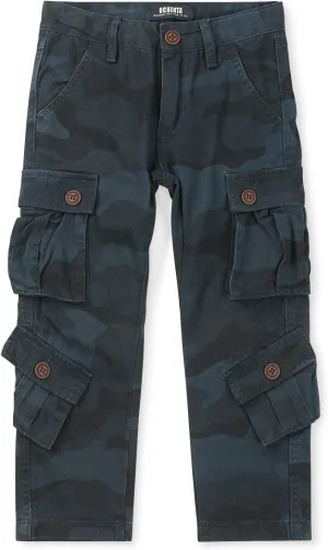 Boys' Camo Military Cargo Pants, 8 Pockets Casual Outdoor Scout Hiking Trousers
