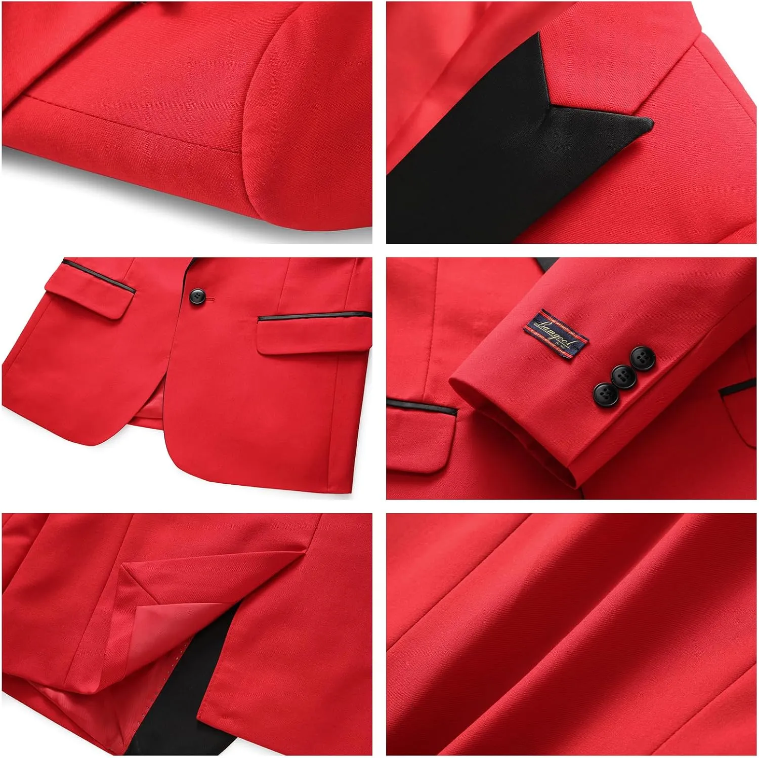 Boys Suits 3 Piece Slim Fit Formal Set One Button Solid Tuxedo Jacket Vest Pant for Kids Prom Wedding 4-16 Years Peak Lapel