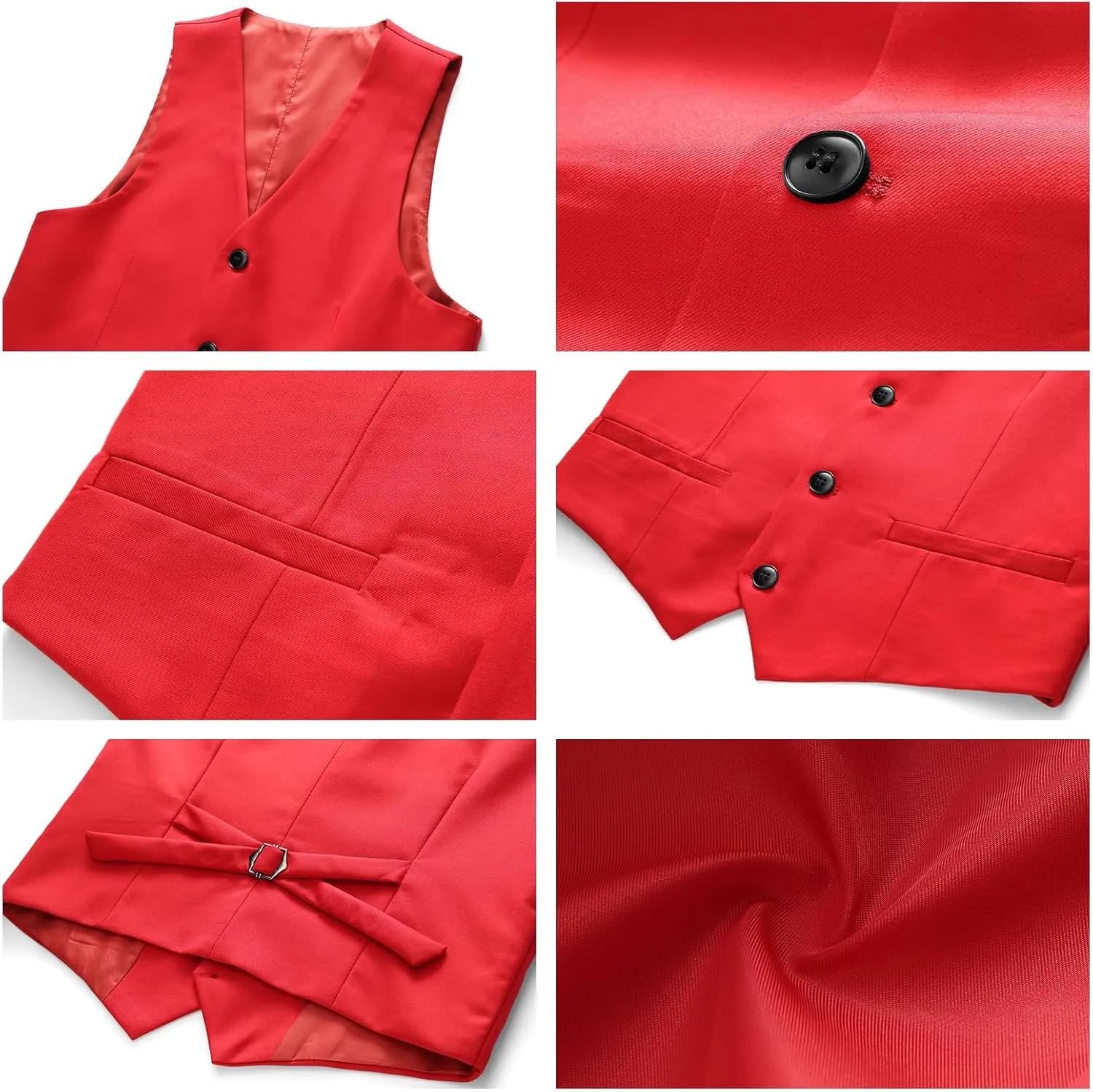 Boys Suits 3 Piece Slim Fit Formal Set One Button Solid Tuxedo Jacket Vest Pant for Kids Prom Wedding 4-16 Years Peak Lapel