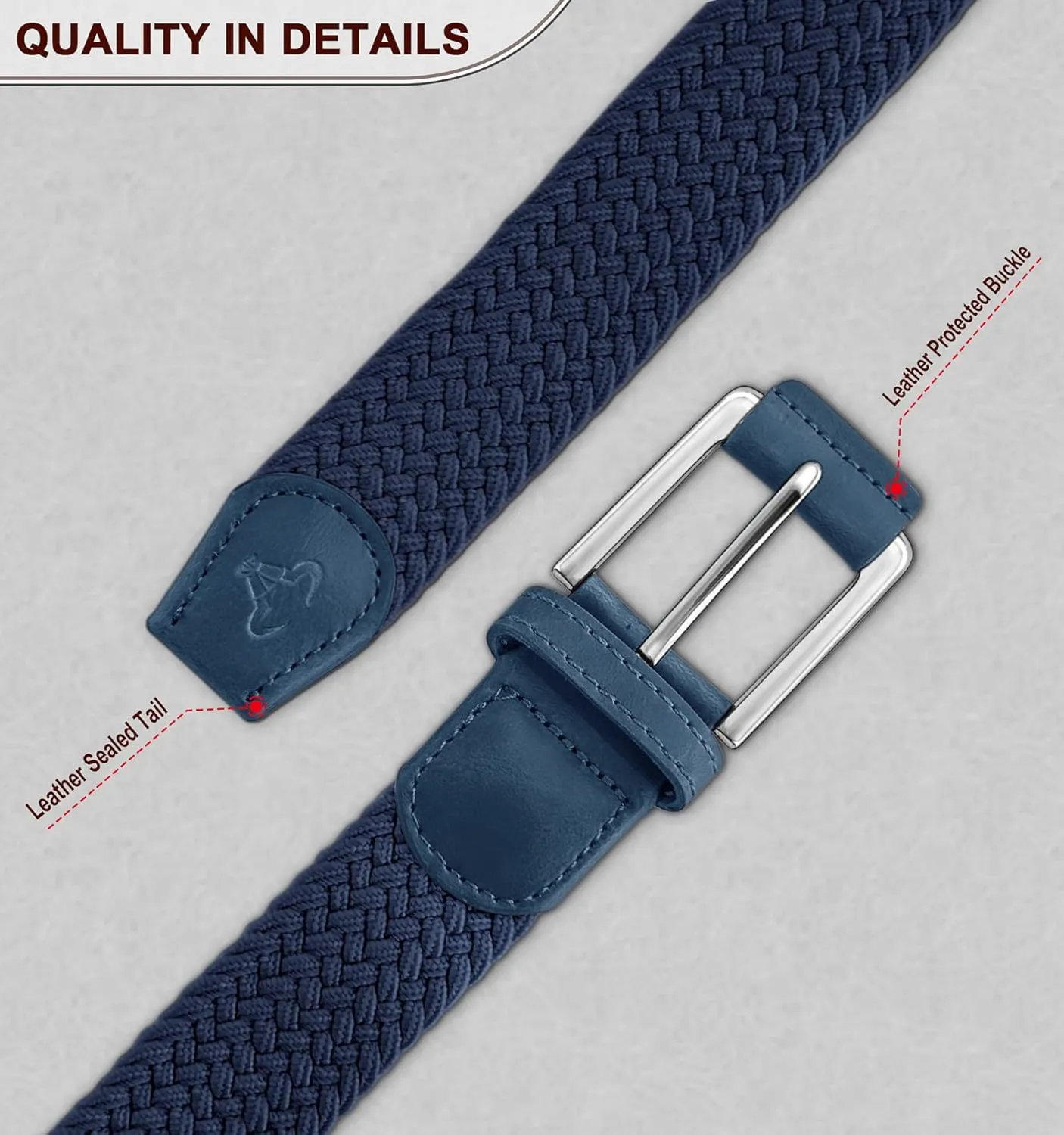 BULLIANT Belt for Men 2Pack,Mens Gift Stretch Braided Web Belt Elastic for Casual Golf Jeans,1 3/8"