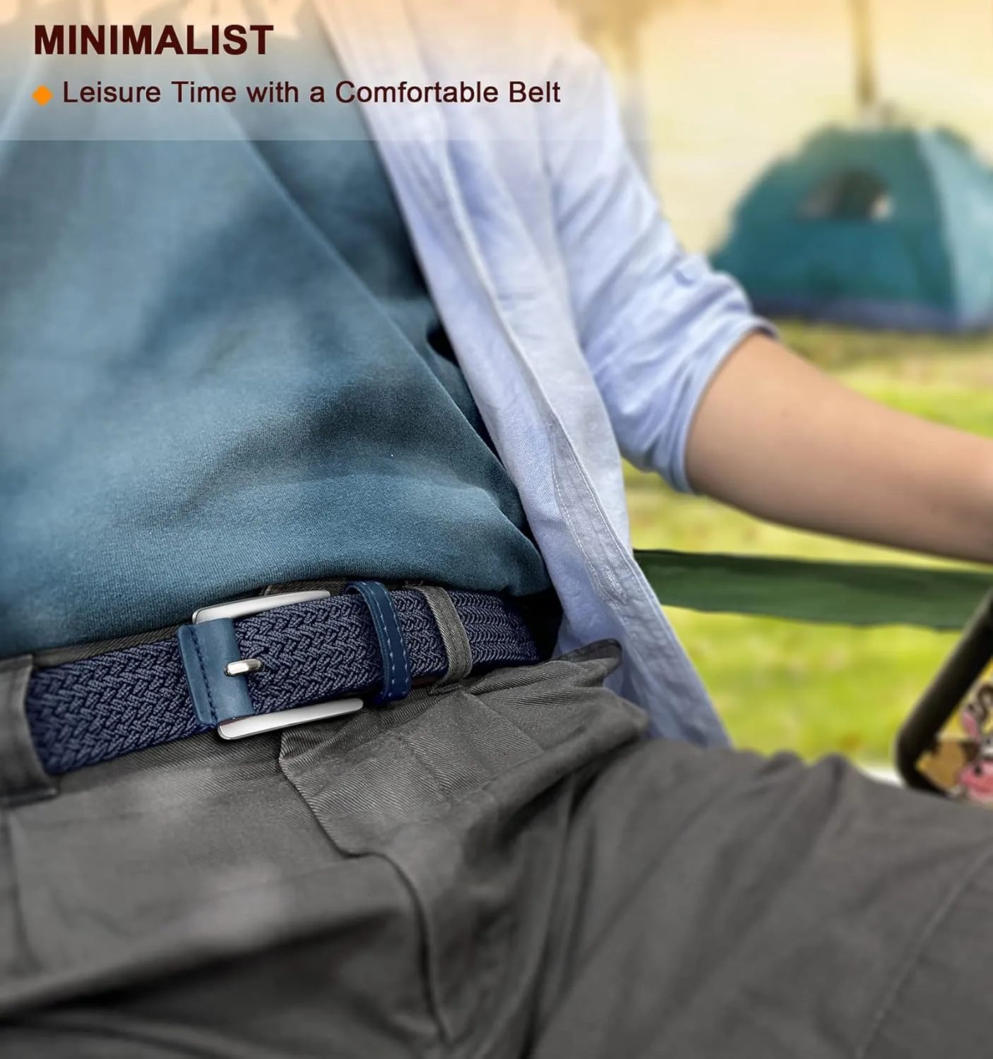 BULLIANT Belt for Men 2Pack,Mens Gift Stretch Braided Web Belt Elastic for Casual Golf Jeans,1 3/8"