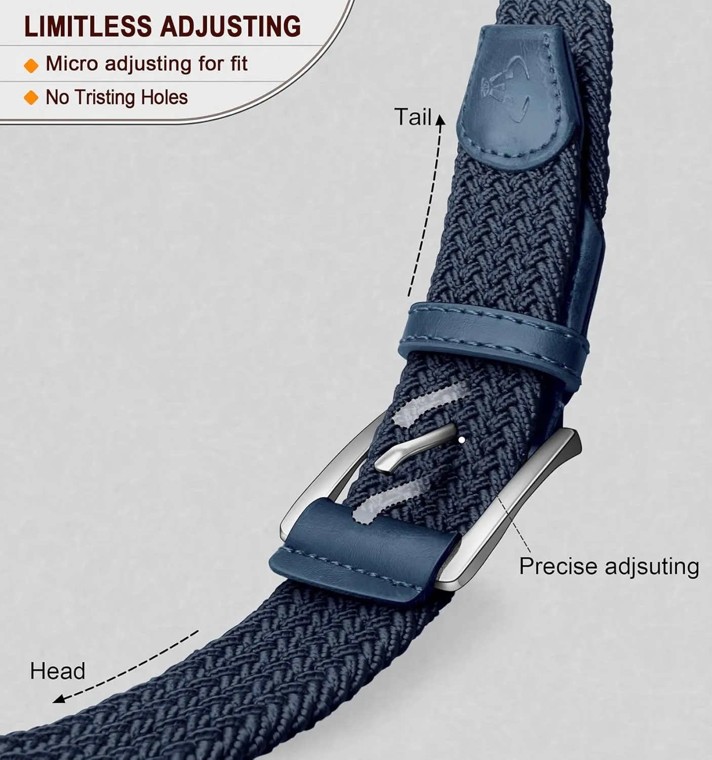BULLIANT Belt for Men 2Pack,Mens Gift Stretch Braided Web Belt Elastic for Casual Golf Jeans,1 3/8"