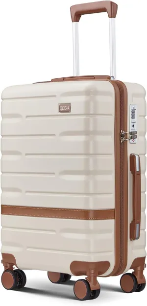 Carry On Luggage Sets,20 Inch Carry-on Suitcase with Spinner Wheels,PC ABS Lightweight Hardshell with TSA lock,Airline Approved YKK Zippers (beige)