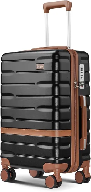 Carry On Luggage Sets,20 Inch Carry-on Suitcase with Spinner Wheels,PC ABS Lightweight Hardshell with TSA lock,Airline Approved YKK Zippers (black)