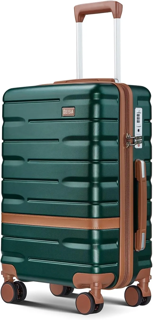 Carry On Luggage Sets,20 Inch Carry-on Suitcase with Spinner Wheels,PC ABS Lightweight Hardshell with TSA lock,Airline Approved YKK Zippers (Dark green)