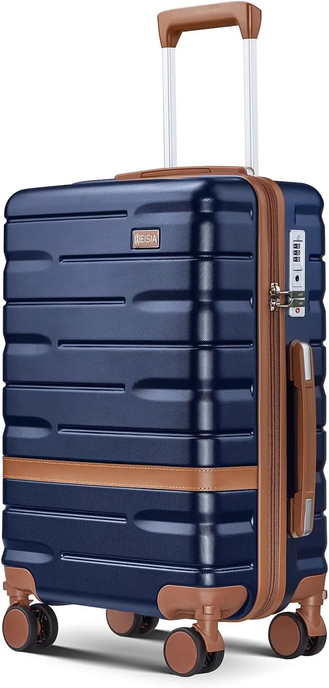 Carry On Luggage Sets,20 Inch Carry-on Suitcase with Spinner Wheels,PC ABS Lightweight Hardshell with TSA lock,Airline Approved YKK Zippers (navy)