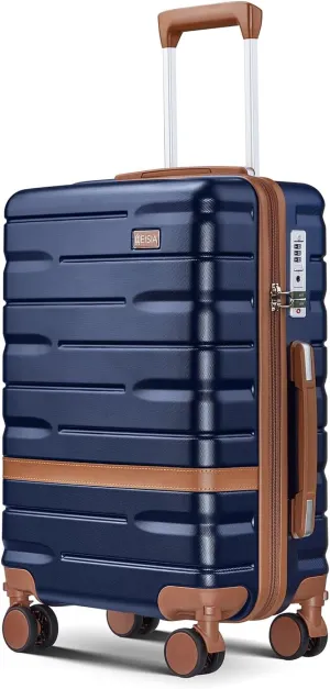Carry On Luggage Sets,20 Inch Carry-on Suitcase with Spinner Wheels,PC ABS Lightweight Hardshell with TSA lock,Airline Approved YKK Zippers (navy)