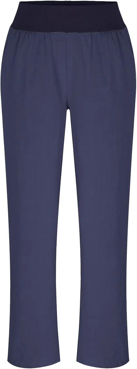 Casual Linen Pants for Womens Loose Fit Straight Leg Trousers 2025 Summer Lightweight Beach Pants with Pockets