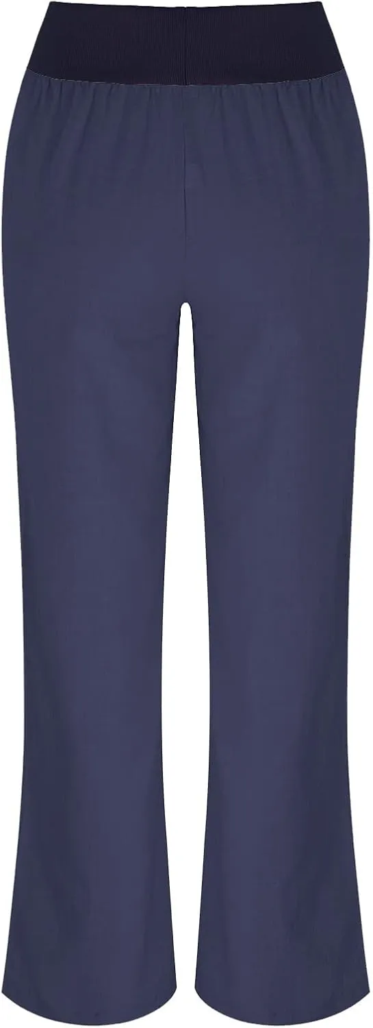 Casual Linen Pants for Womens Loose Fit Straight Leg Trousers 2025 Summer Lightweight Beach Pants with Pockets