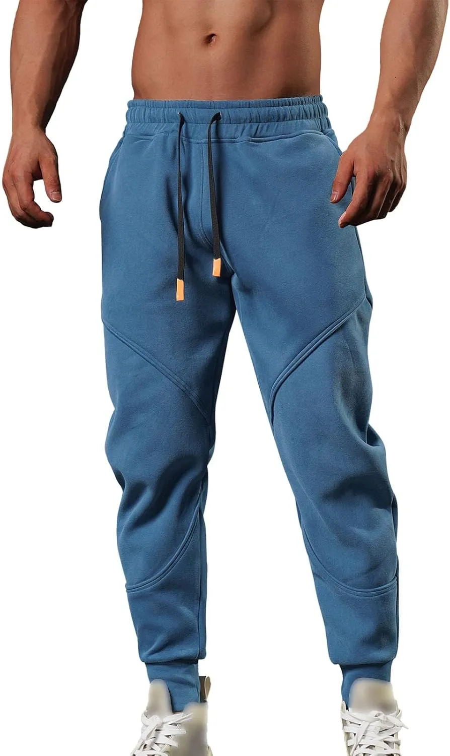 Chinos Pants Men Slim Fit Male Spring Casual Fitness Running Trousers Drawstring Loose Waist Color Matching Pants