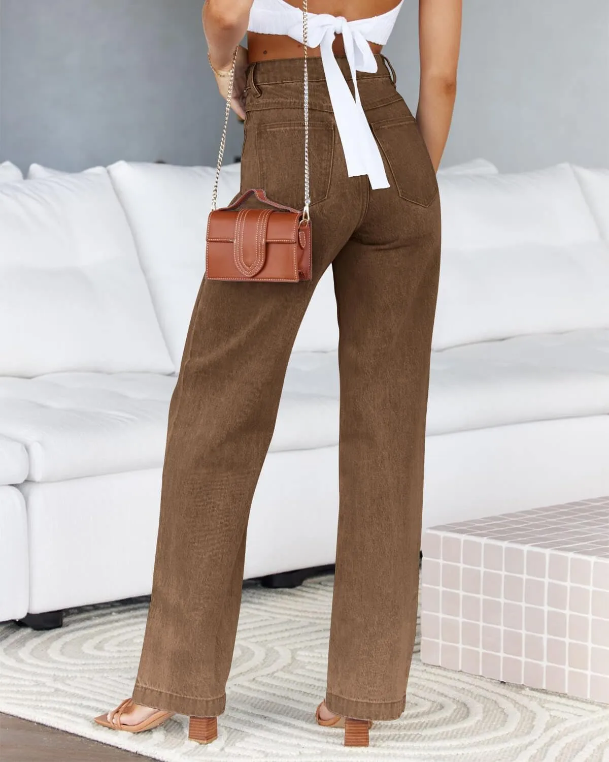 Cicy Bell Women's High Waisted Jeans Boyfriend Baggy Straight Leg Casual Denim Pants with Pockets