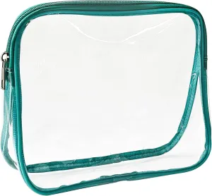Clear Toiletry Bag Makeup Cosmetic Bag Stadium Approved Waterproof Small PVC Transparent Cosmetic Organizer Bag for Women,Storage Wash Bag with Zipper (Cyan)