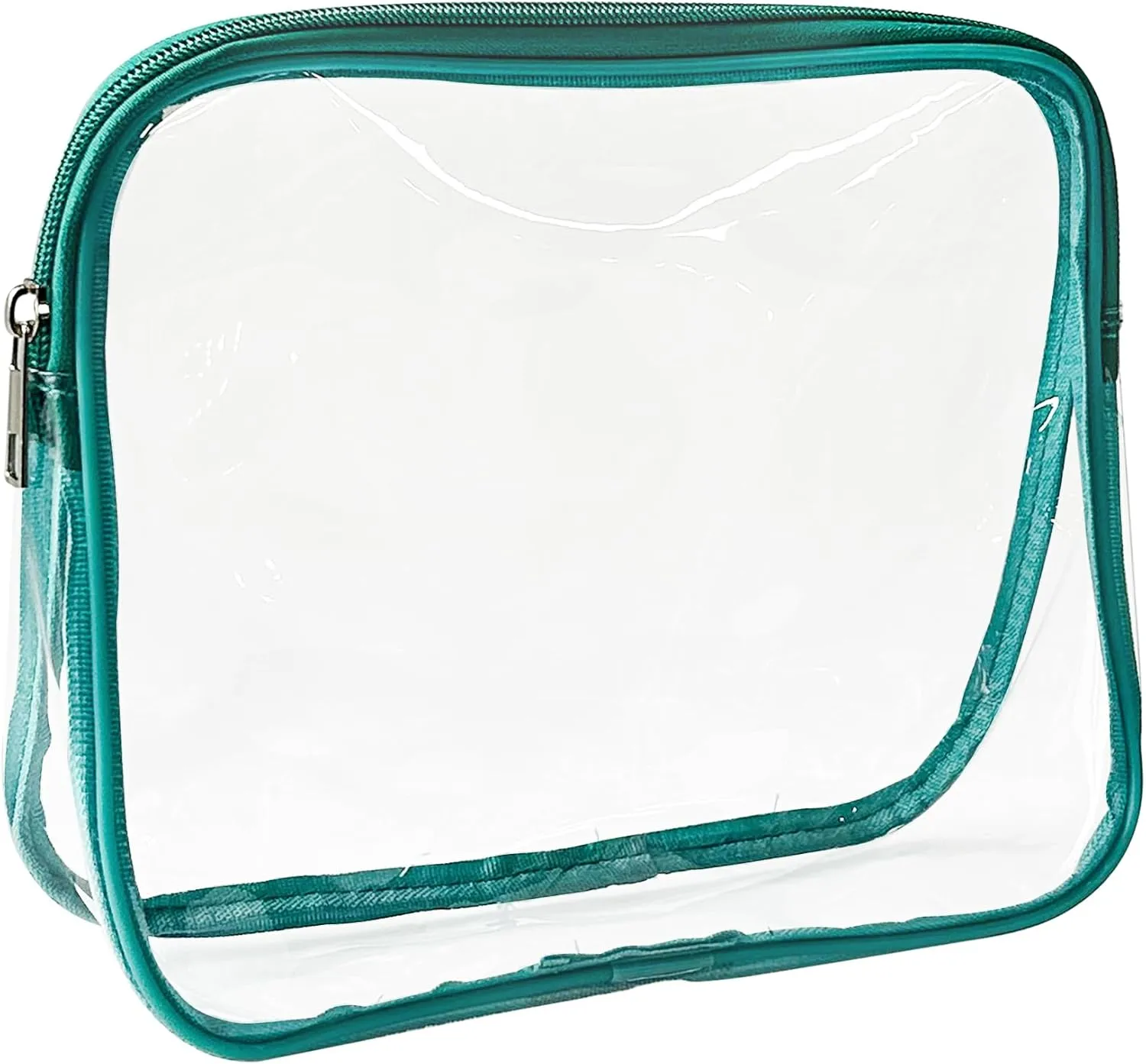 Clear Toiletry Bag Makeup Cosmetic Bag Stadium Approved Waterproof Small PVC Transparent Cosmetic Organizer Bag for Women,Storage Wash Bag with Zipper (Cyan)