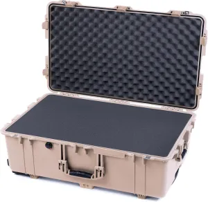 ColorCase Pelican 1650 Case Desert Tan - Large Sized Rolling Waterproof Case with Pick & Pluck Foam & Convoluted Lid Foam - Desert Tan Handles & Latches