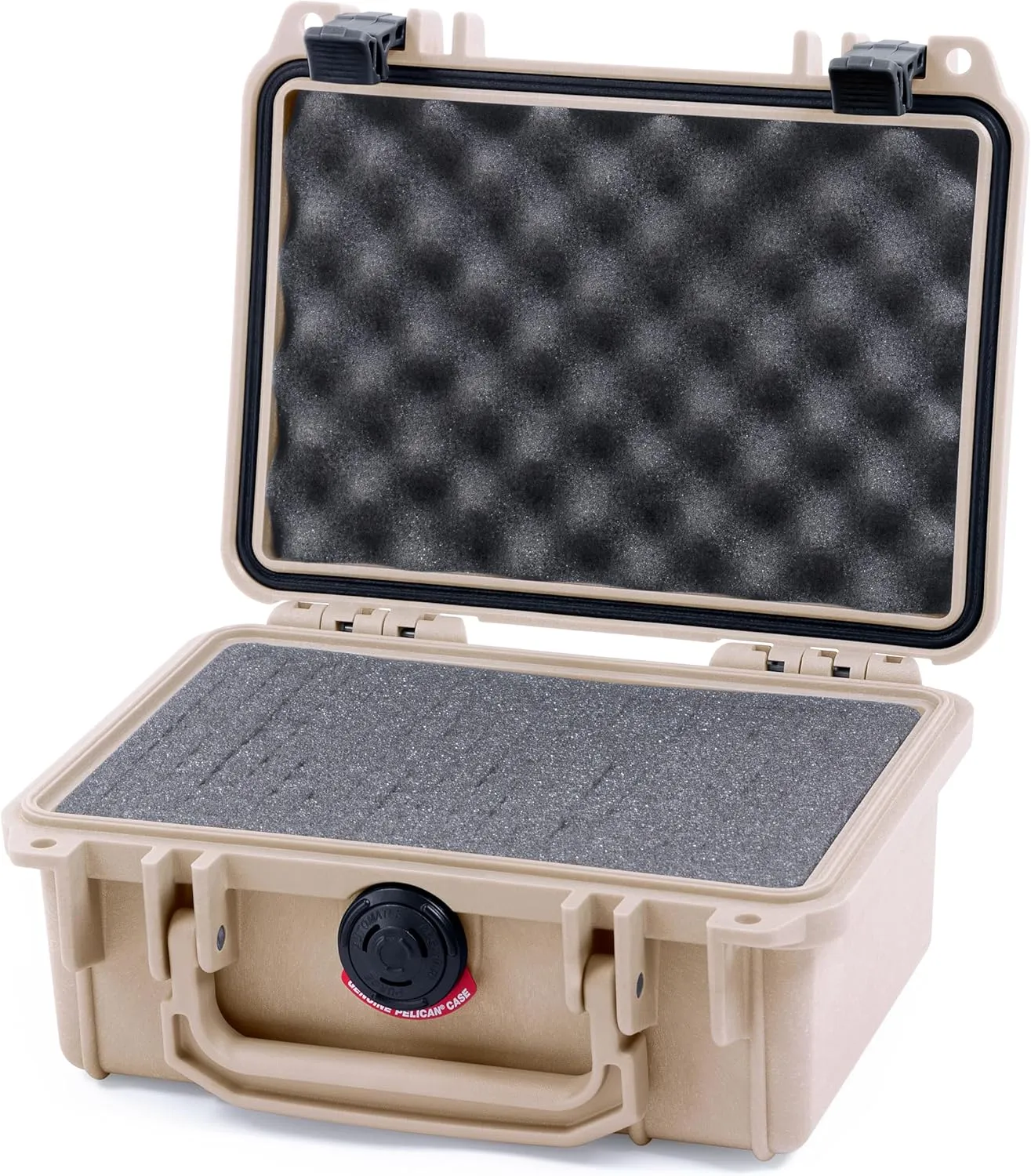 ColorCase Pelican Protector 1120 Case Desert Tan - Small Size Waterproof Case with Pick & Pluck Foam & Convoluted Lid Foam - Black Latches